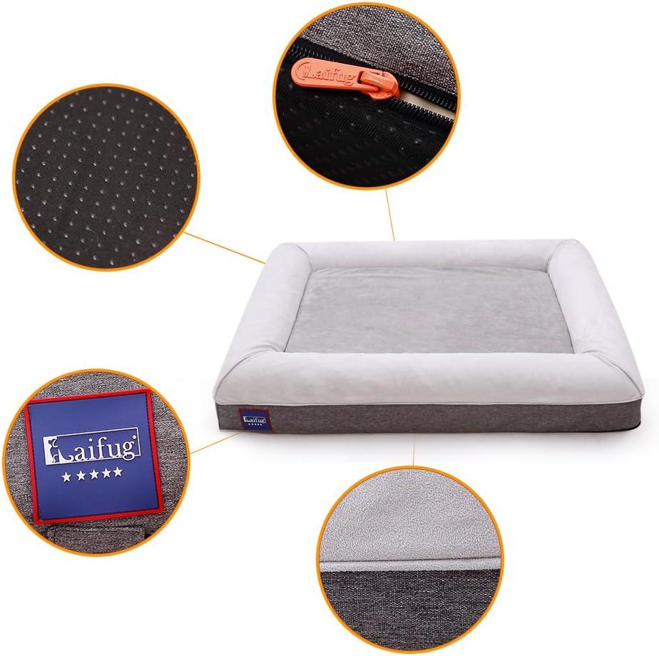 Laifug Orthopedic Memory Foam Large Dog Bed,Durable Water Proof Liner