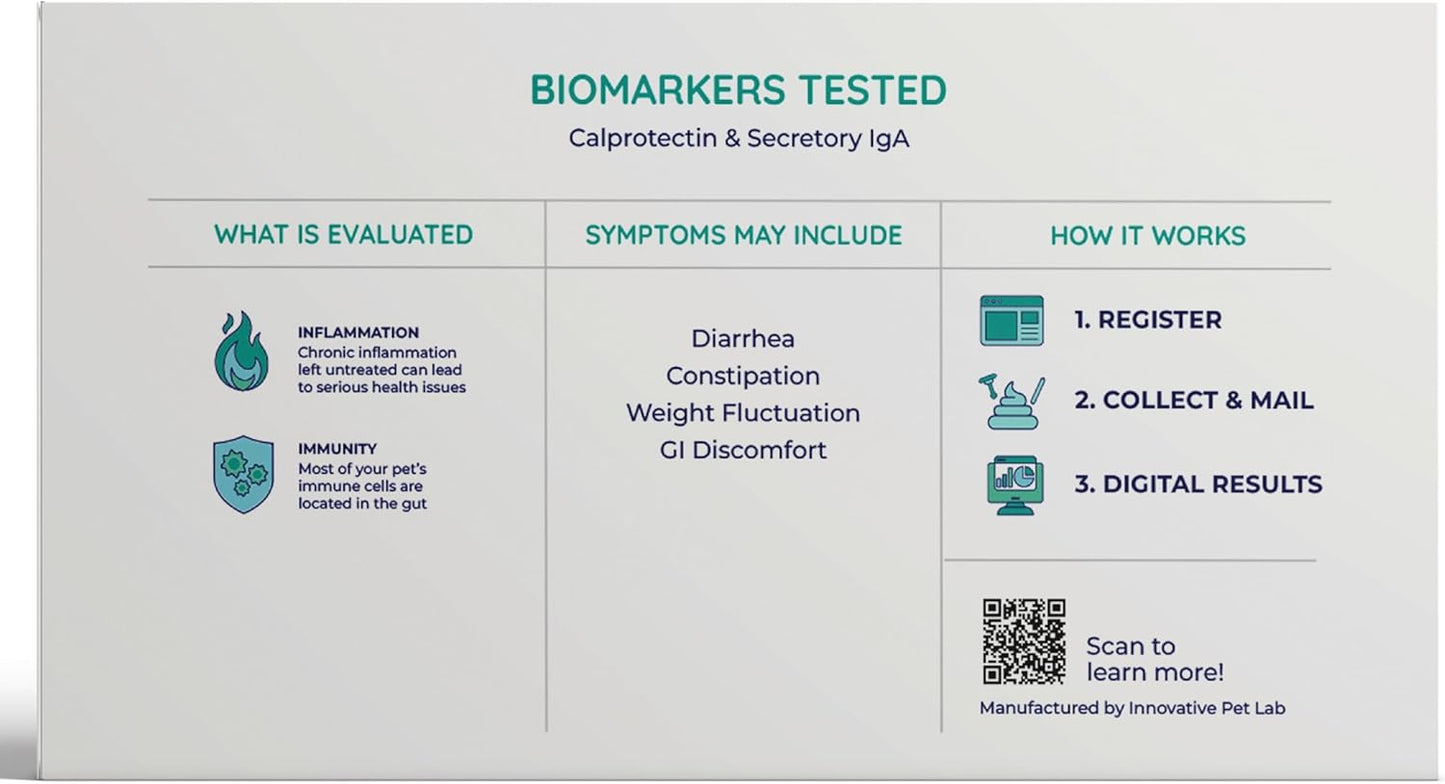 IBS, Diarrhea, Vomiting & Constipation – Inflammation Test Kit for Dogs & Cats – Fast, Non-Invasive Pet Testing - Vet Trusted Easy at-Home Stool Test