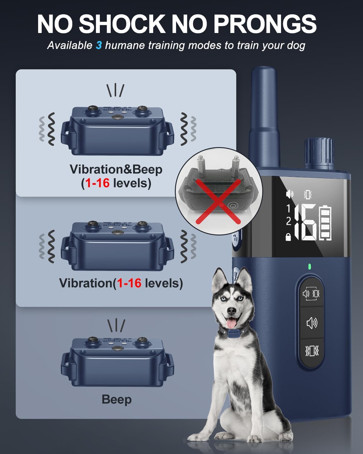 Anti Bark Collar with Remote 1600Ft Dog Training Collar, Vibrating Collar for Small Medium Large Dogs with Vibration & Sound