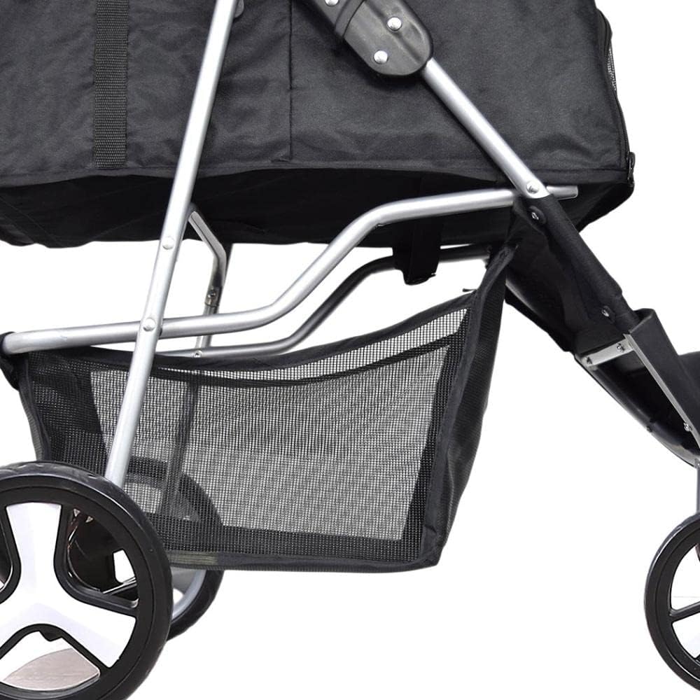 PaWz 4 Wheels Pet Stroller Dog Cat Cage Puppy Pushchair Travel Walk Carrier Pram Black