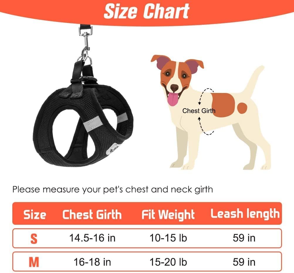 PAWCHIE Puppy Harness and Leash Set - Soft Mesh Dog Vest Harness, Reflective & Adjustable Harness