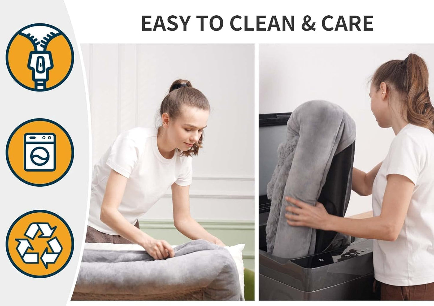 Lazy Lush Bolster Dog Bed for Extra Large Dogs, Memory Foam Orthopedic L-Shape