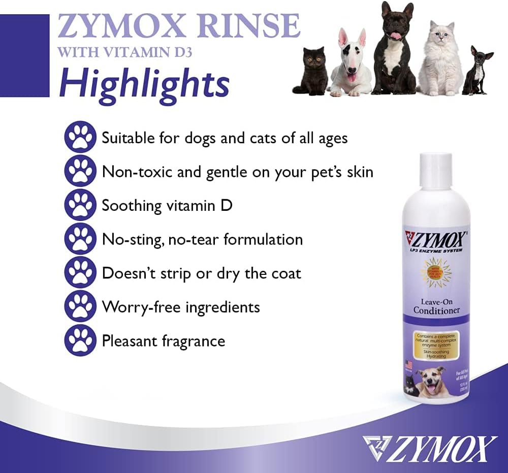 PET KING BRANDS ZYMOX Leave-in Conditioner with Vitamin D3 for Cats & Dogs, 12oz
