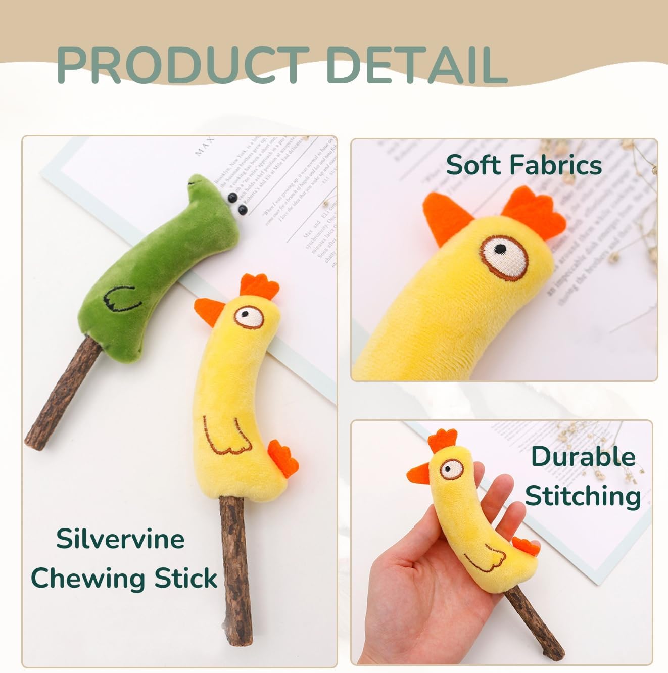 4-Piece Catnip Toys with Valerian Stick Catnip Toys with Various Cute Animal Styles