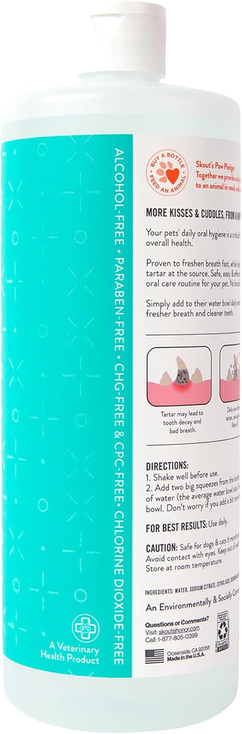 SKOUT'S HONOR Fresher Breath Flavorless Water Additive - VOHC Accepted for Tartar Control