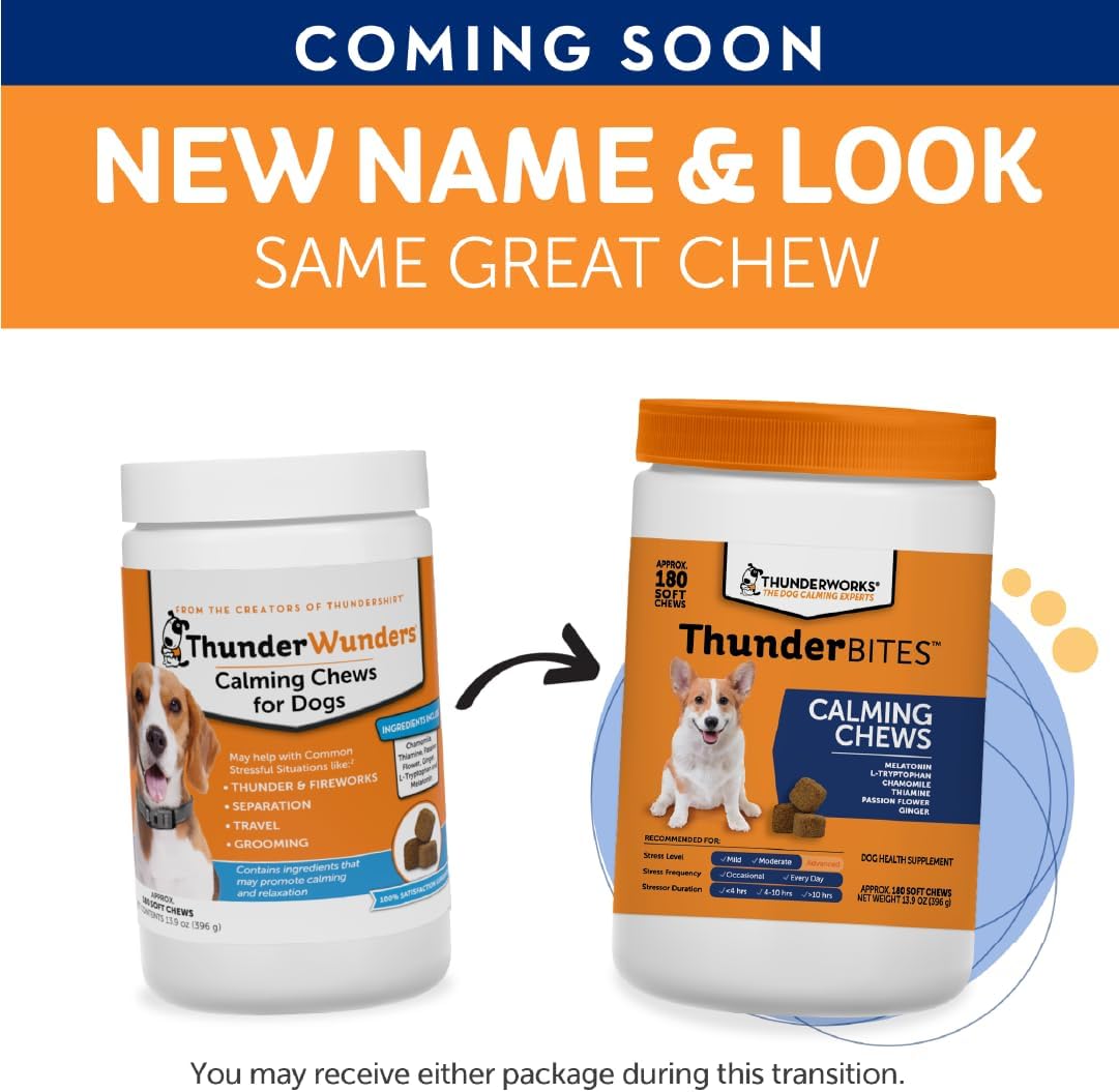 ThunderWunders Dog Calming Chews | Thiamine, L-Tryptophan, Melatonin and Ginger (125 Count)