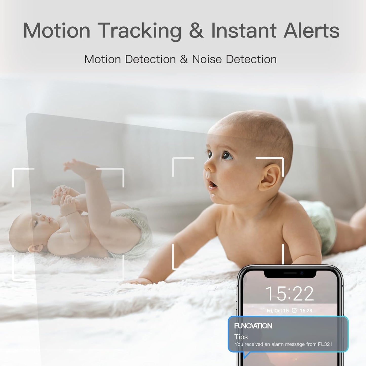 3MP Indoor Security Camera, 360° PTZ 2.4G WiFi Only Cameras for Home Security