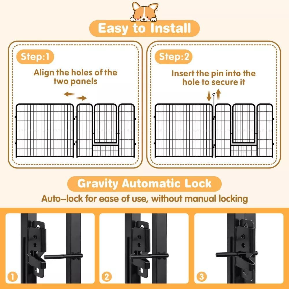 VAKA 32" Dog Playpen, 8 Panels Folding Dog Play Pen Frame 80cm