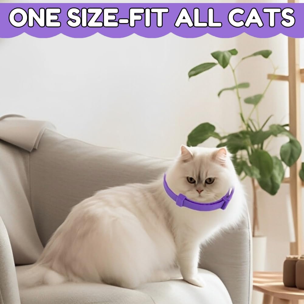 Calming Collar for Cats – 4 Pack Adjustable Cat Calming Collars for Anxiety Relief, Stress Care, Pheromone Collars for Cats Relaxation, Long-Lasting 30-Day Effect (Purple)