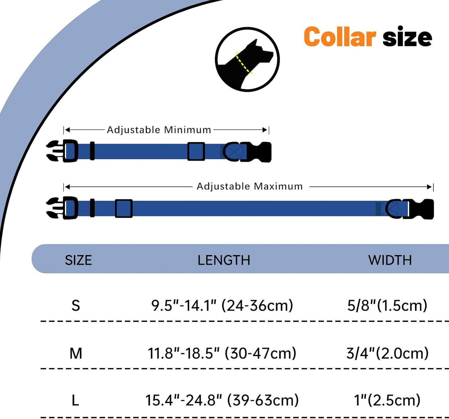 Waterproof Dog Collar, Easy Clean Rubber Quick Release Collar, Fits Small, Medium or Large Dogs