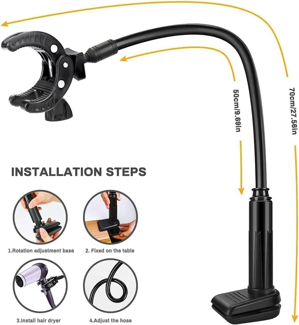 Dog Hair Dryer Stand, Handsfree Hair Dryer Holder for Pet Grooming, 360° Rotating Hair Dryer