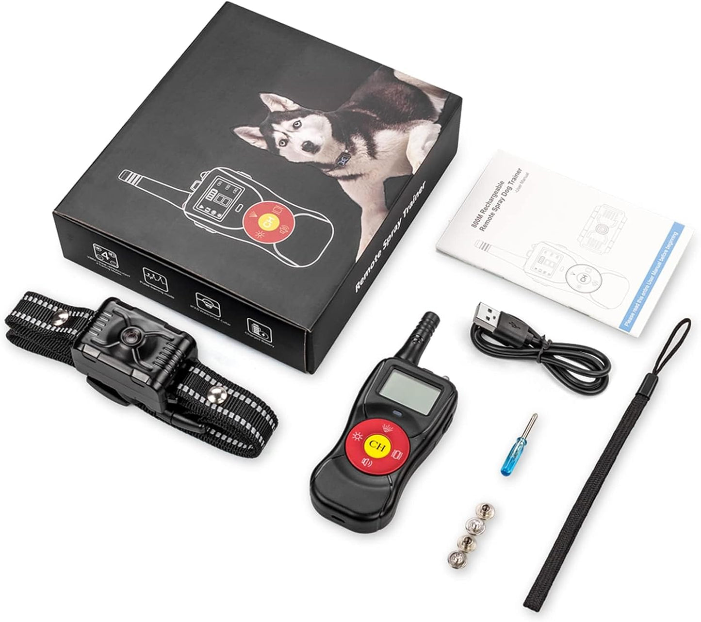 Anti Barking Dog Collars, Bark Collar with Remote, Dog Training Collar with Spray/Vibration/Sound/Light/Multi Dog Training System