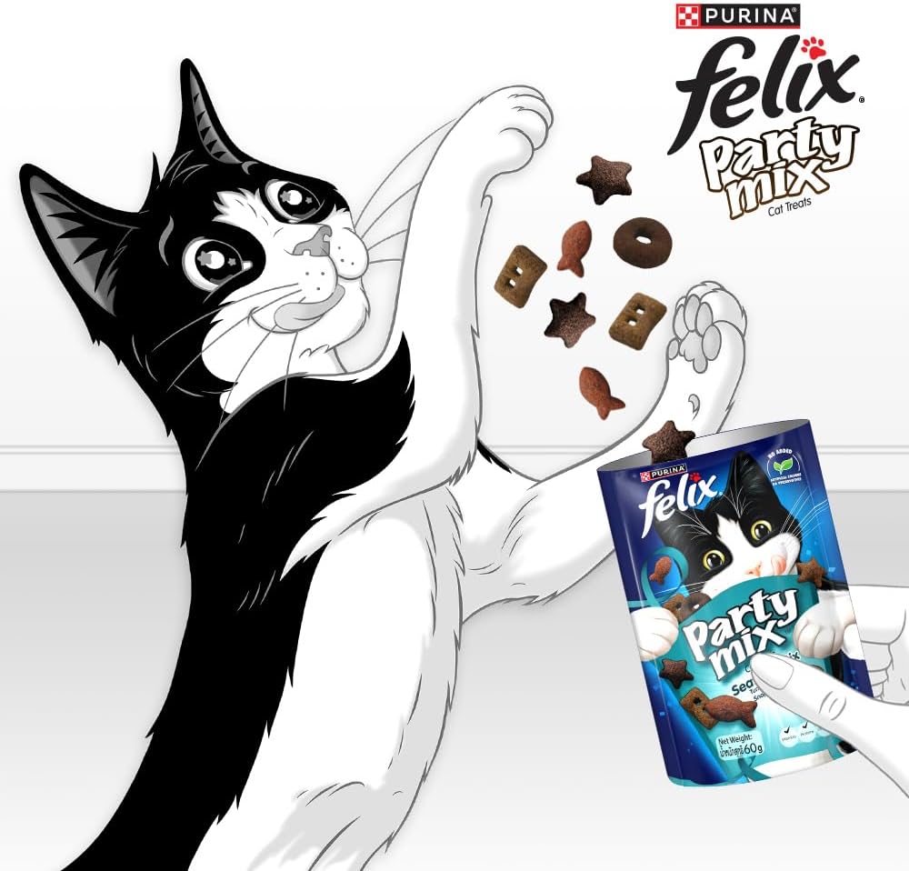 FELIX Adult Cat Treats Seafood Party Mix 8x60g