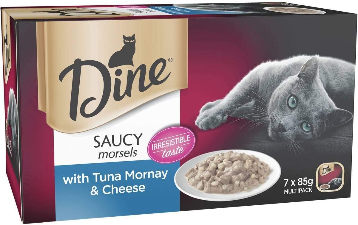 Dine Saucy Morsels with Tuna Mornay and Cheese Wet Cat Food, 85 g (Pack of 14)