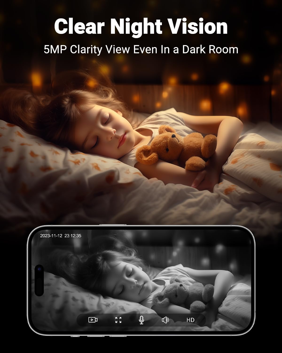 MUBVIEW 5MP Plug-in Indoor Security Camera no Subscription, 5/2.4G WiFi Pet Camera Indoor with Phone app