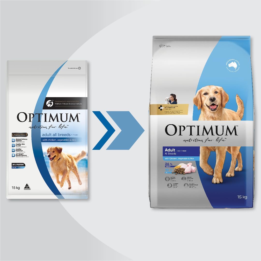 Optimum Adult Chicken with Vegetables and Rice Dry Dog Food, 15 kg