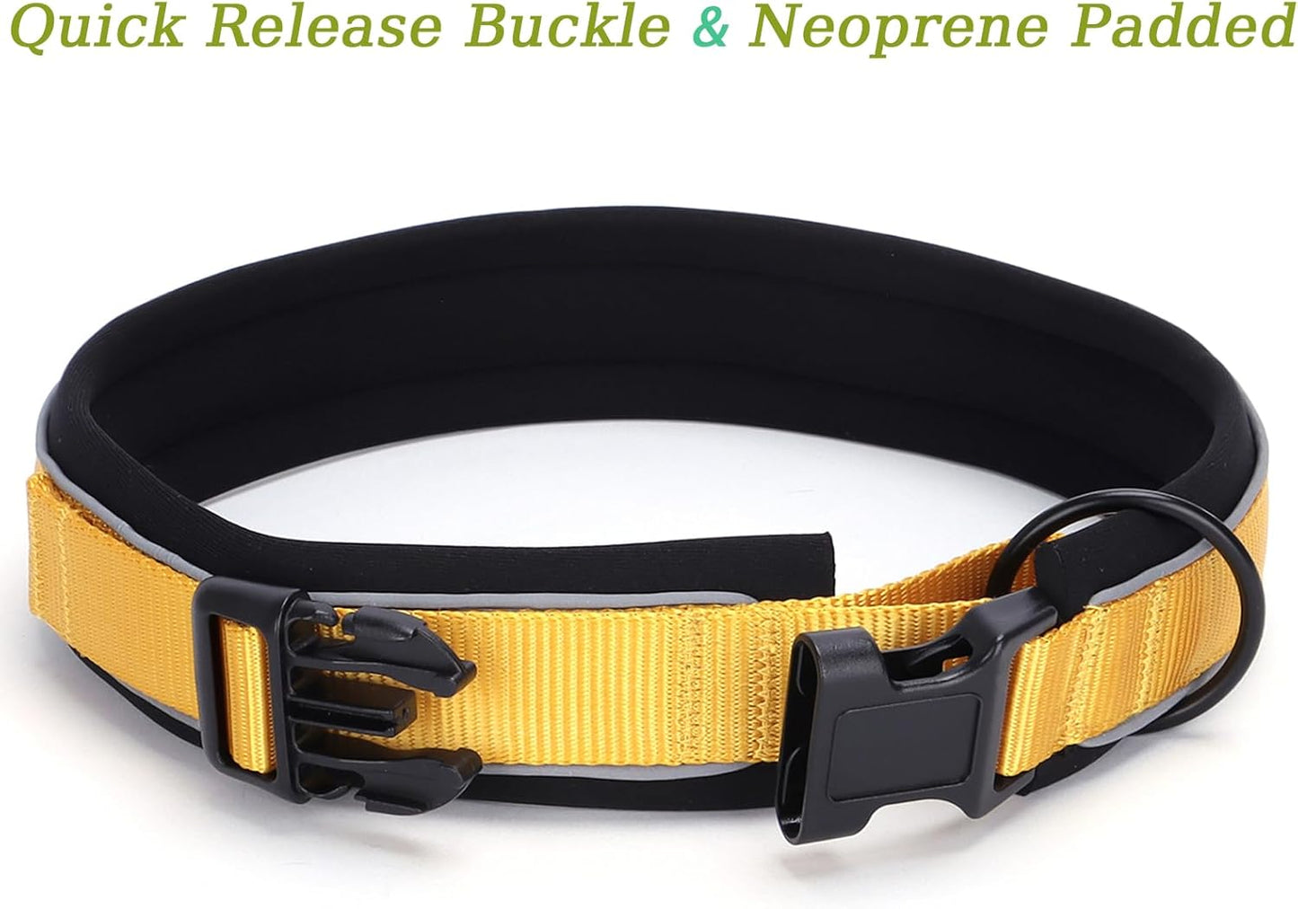 Adjustable Reflective Personalised Thick Dog Collar 1.6 Inch 4 CM Wide with Quick Release - Small Medium Large Dogs