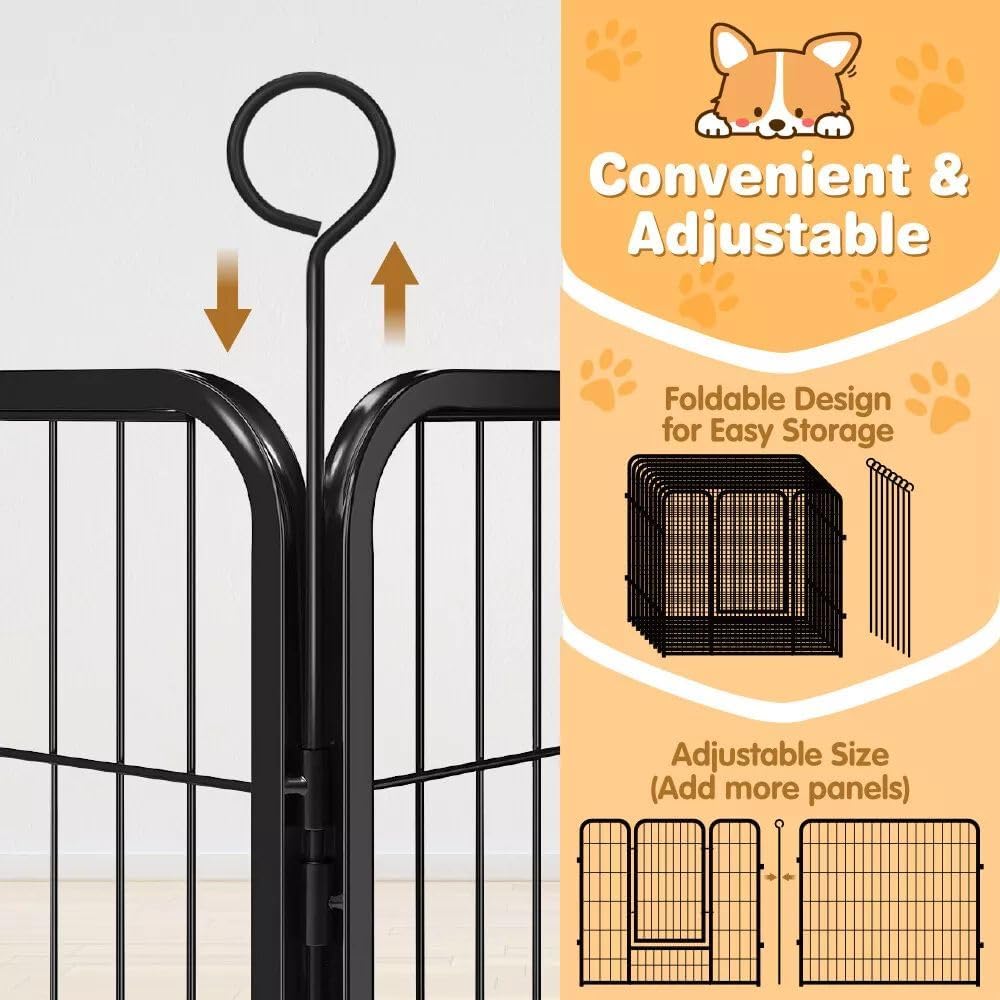 VAKA 32" Dog Playpen, 8 Panels Folding Dog Play Pen Frame 80cm