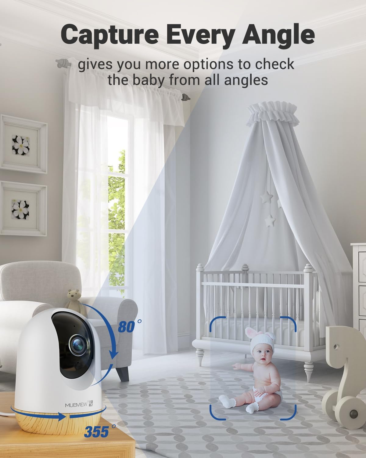MUBVIEW 5G WiFi Indoor Security Camera No Subscription, Local&Cloud Storage