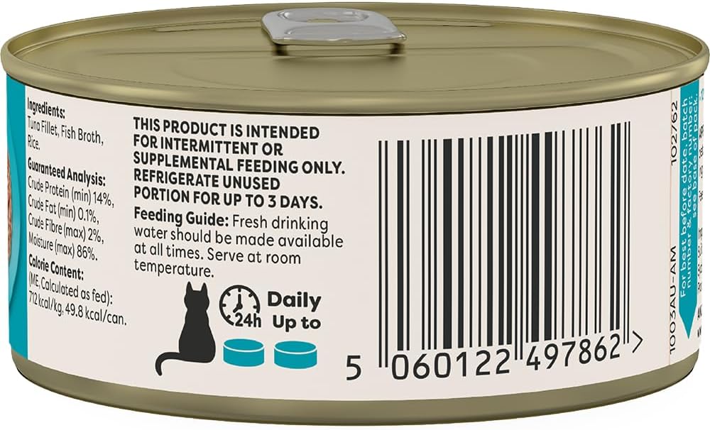 Applaws 100% Natural Wet Cat Food Tuna Fillet in Broth, Limited Ingredients Pet Food 70g Tin (Pack of 24)