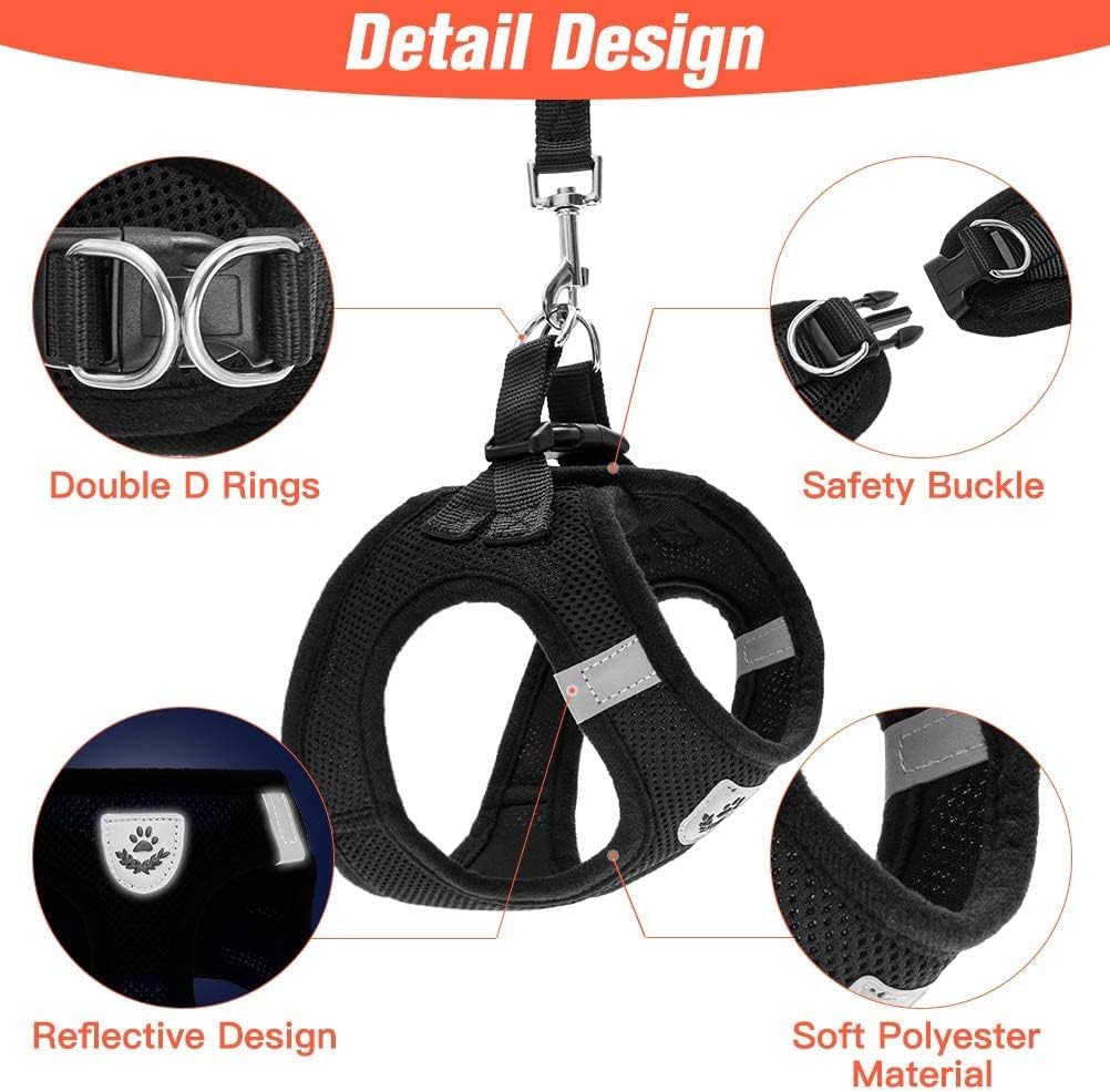 PAWCHIE Puppy Harness and Leash Set - Soft Mesh Dog Vest Harness, Reflective & Adjustable Harness