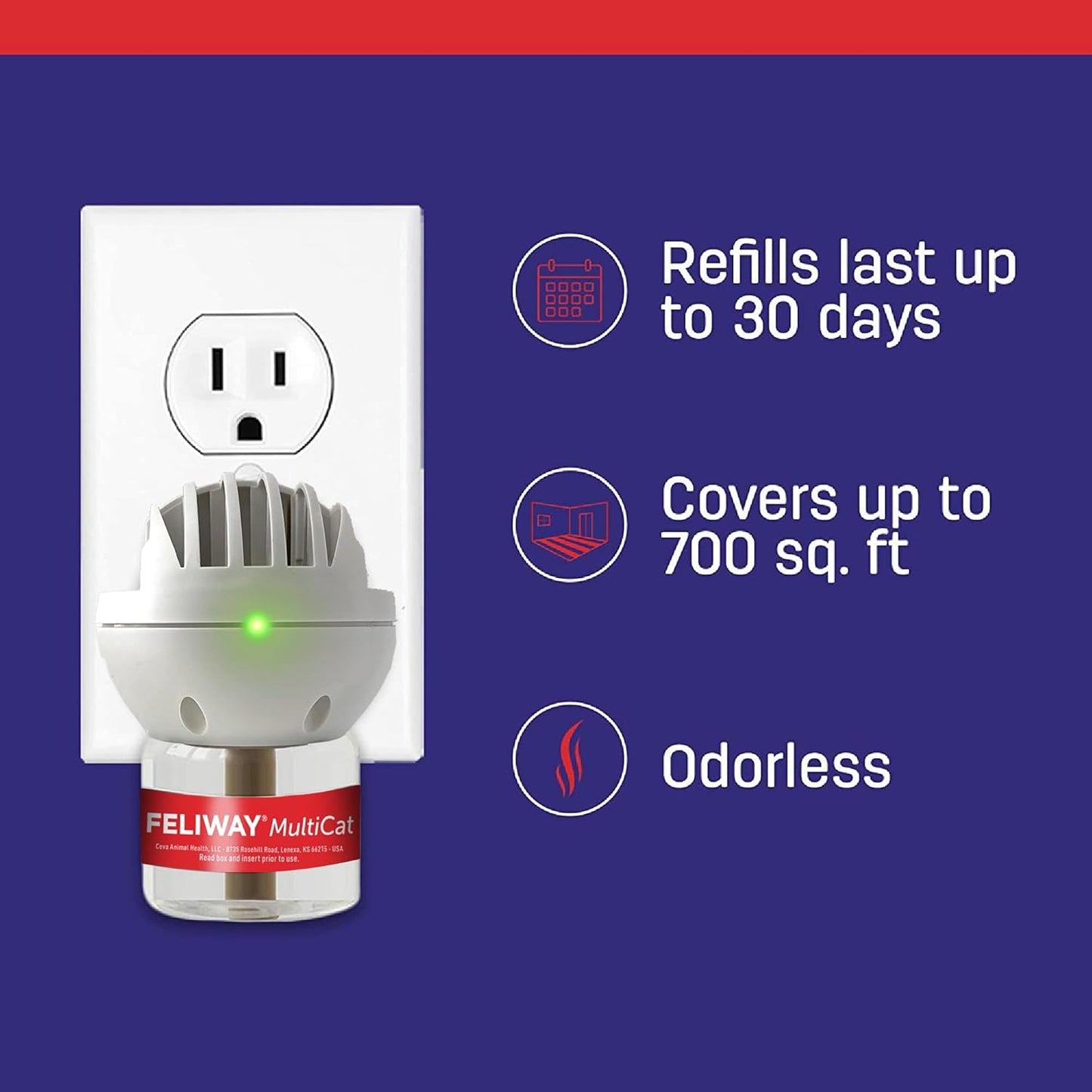 FELIWAY MultiCat Calming Pheromone Diffuser: 1 Diffuser Kit & 3 Refills