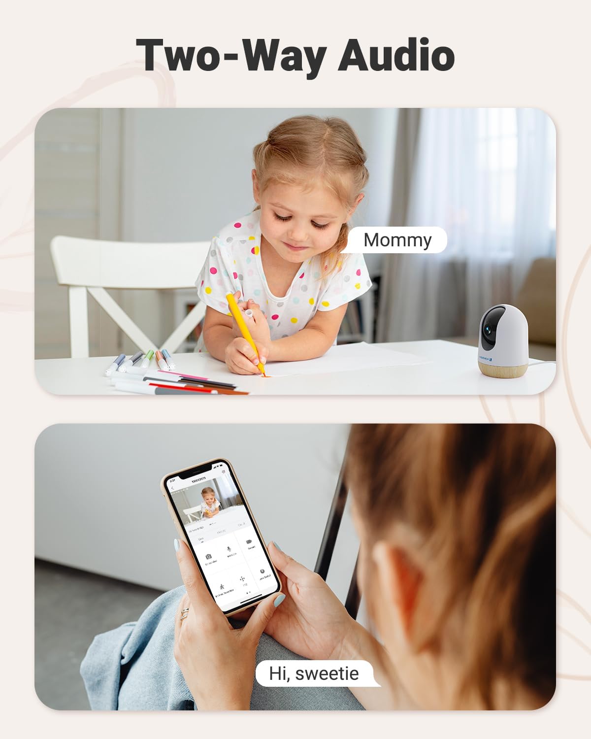 MUBVIEW 5MP Plug-in Indoor Security Camera no Subscription, 5/2.4G WiFi Pet Camera Indoor with Phone app