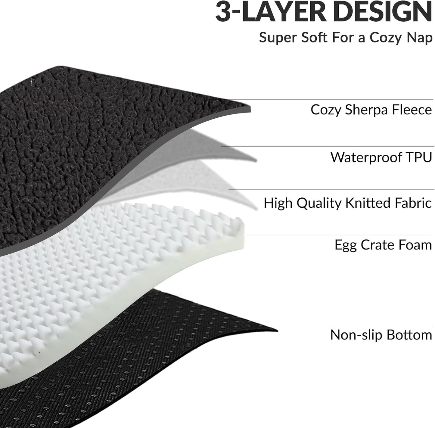 Patas Lague Orthopedic Jumbo Dog Bed for Extra Large Dogs 56''X40'', Waterproof L Shape