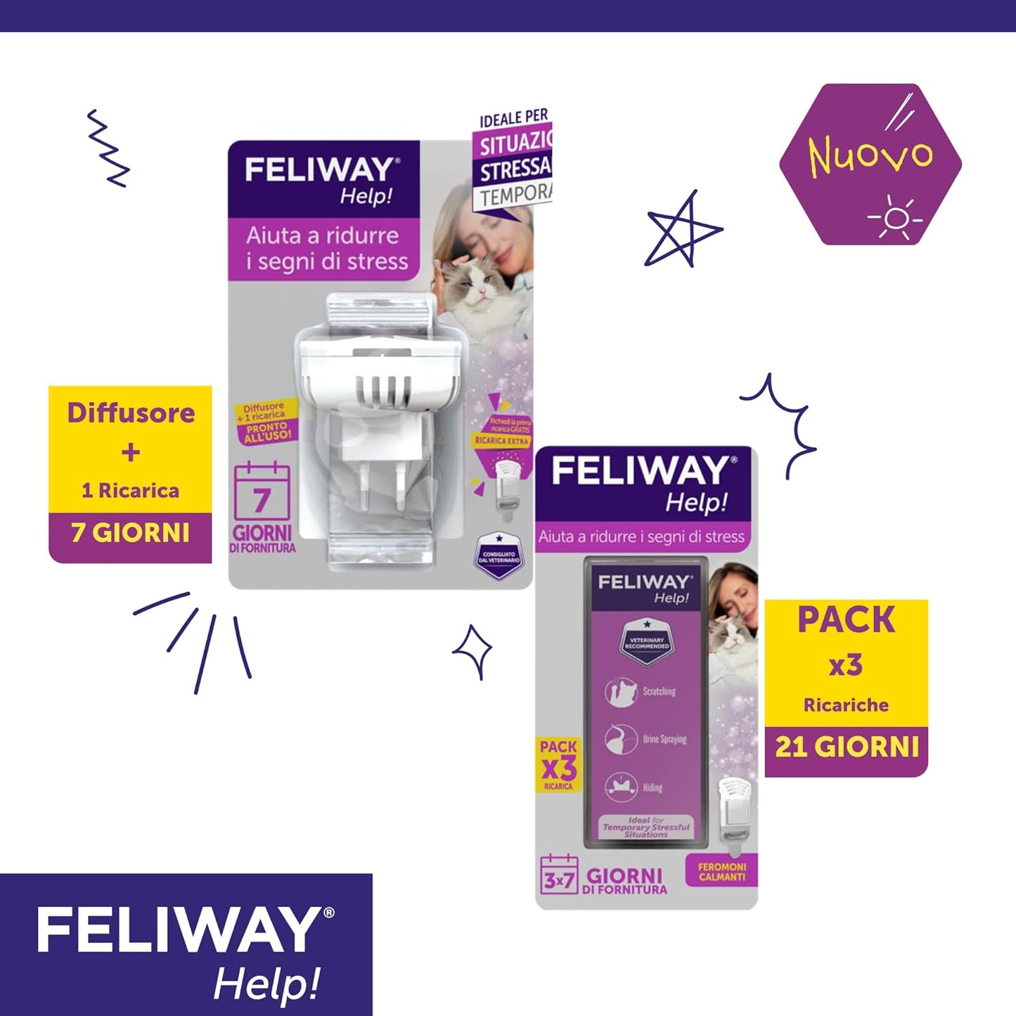 FELIWAY® Help! Diffuser + Refill 7 Days – Helps Your Cat to Face Momentary Stress Situations – Calming and Stress Relief Feline Pheromones for Cats