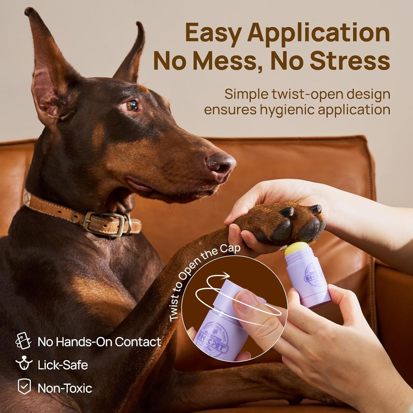 HICC PET Dog Paw Balm 1.06 oz for Dogs & Cats, Soothing Paw Balm Dogs Lick Safe, Moisturizing and Healing Dry Cracked Paws Cat Paw Balm