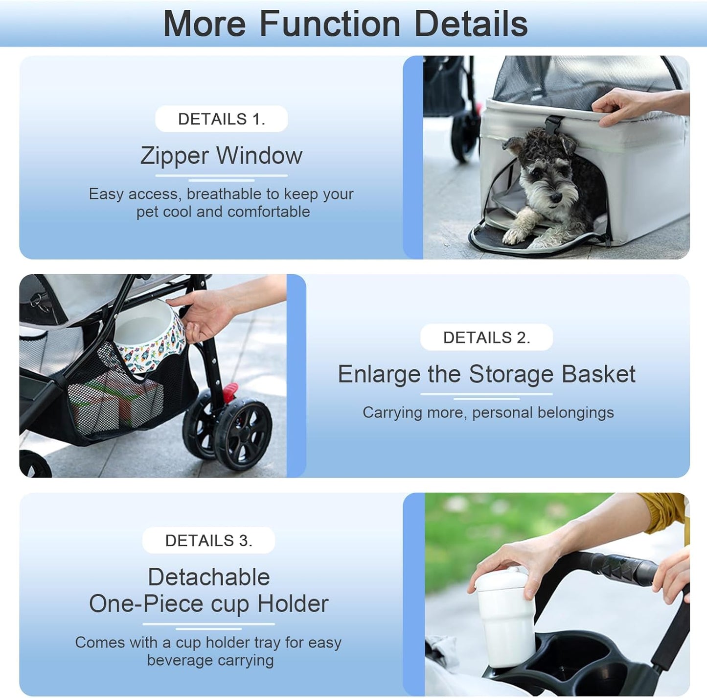 Pet Stroller with Wheels, Dog Stroller for Small Medium Dogs Cats