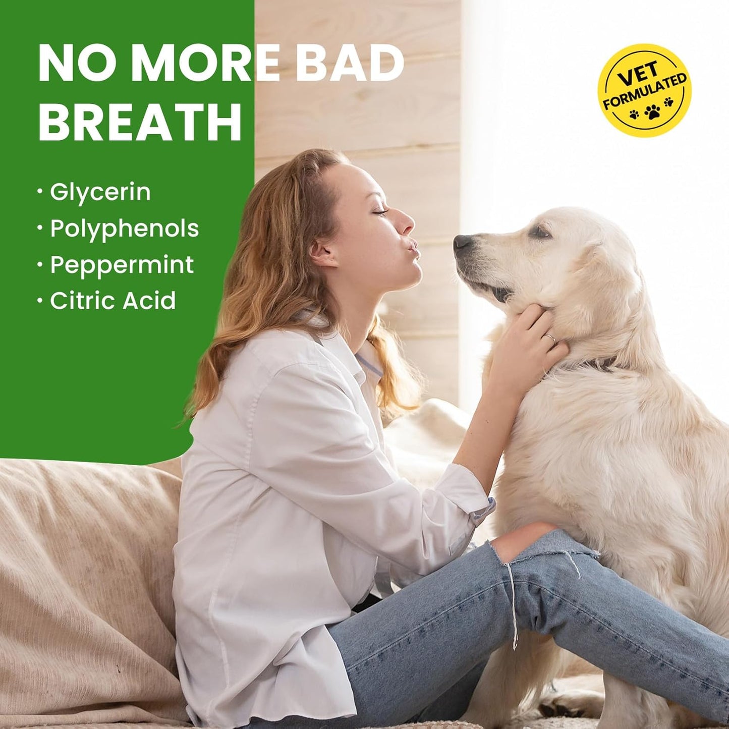 Dog Breath Freshener – Enzymatic Dog Dental Water Additive for Teeth Claning,16oz