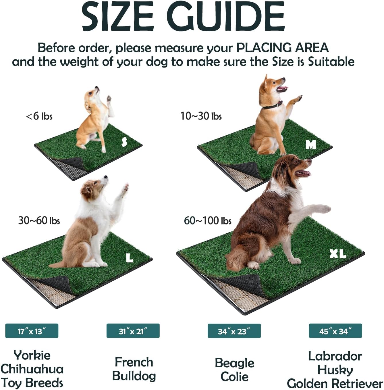MEEXPAWS Large Dog Grass Toilet with Tray,85×59 cm Puppy Toilet Training Grass with 2 Artificial Grass Pads & 2 Pee Pads,Rapid Drainage for Indoor Use