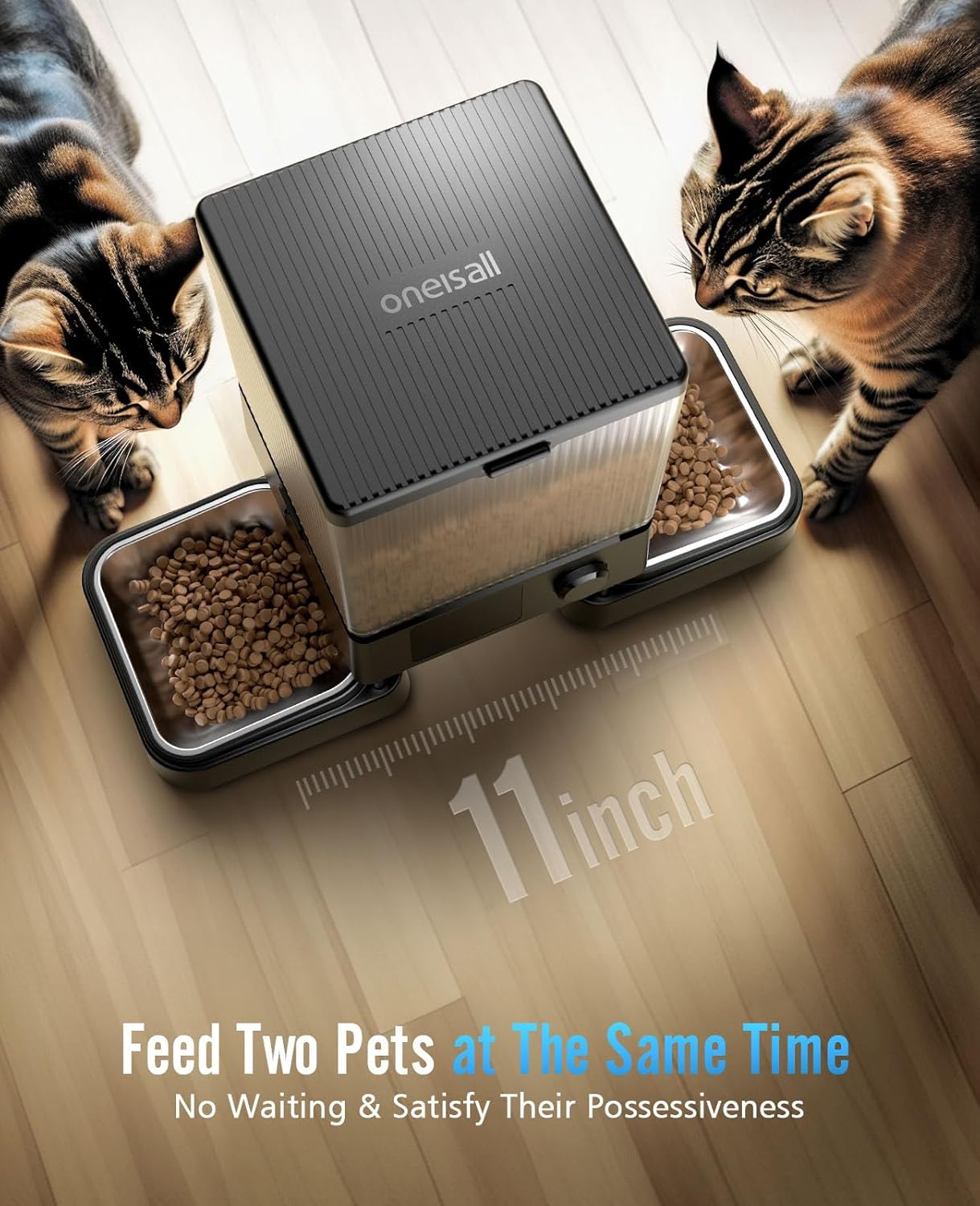 oneisall Automatic Cat Feeder with 5G WiFi, Automatic Cat Food Dispenser for 2 Cats