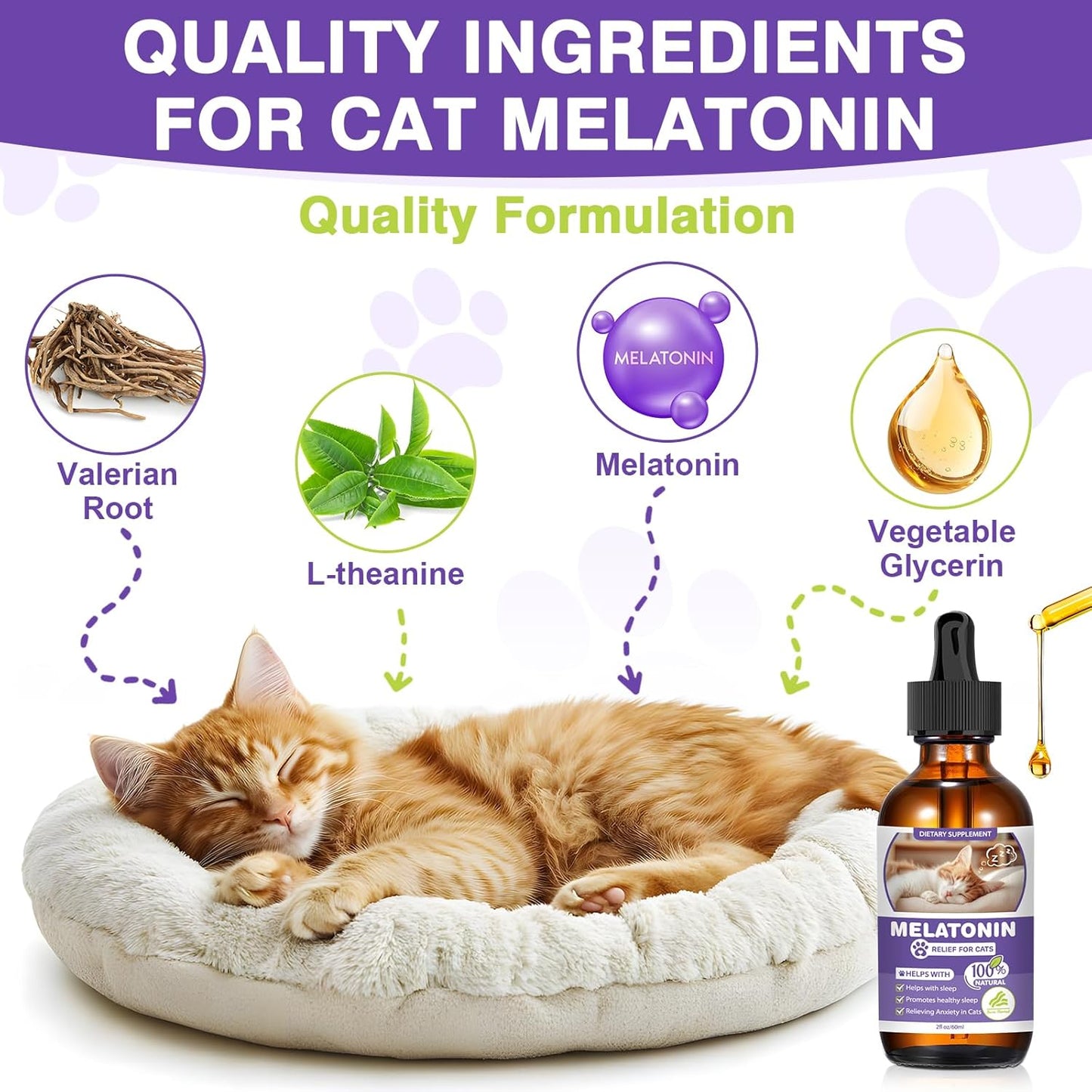Cat Melatonin, Melatonin for Cats, Cat Tranquilizer to Anxiety Relief