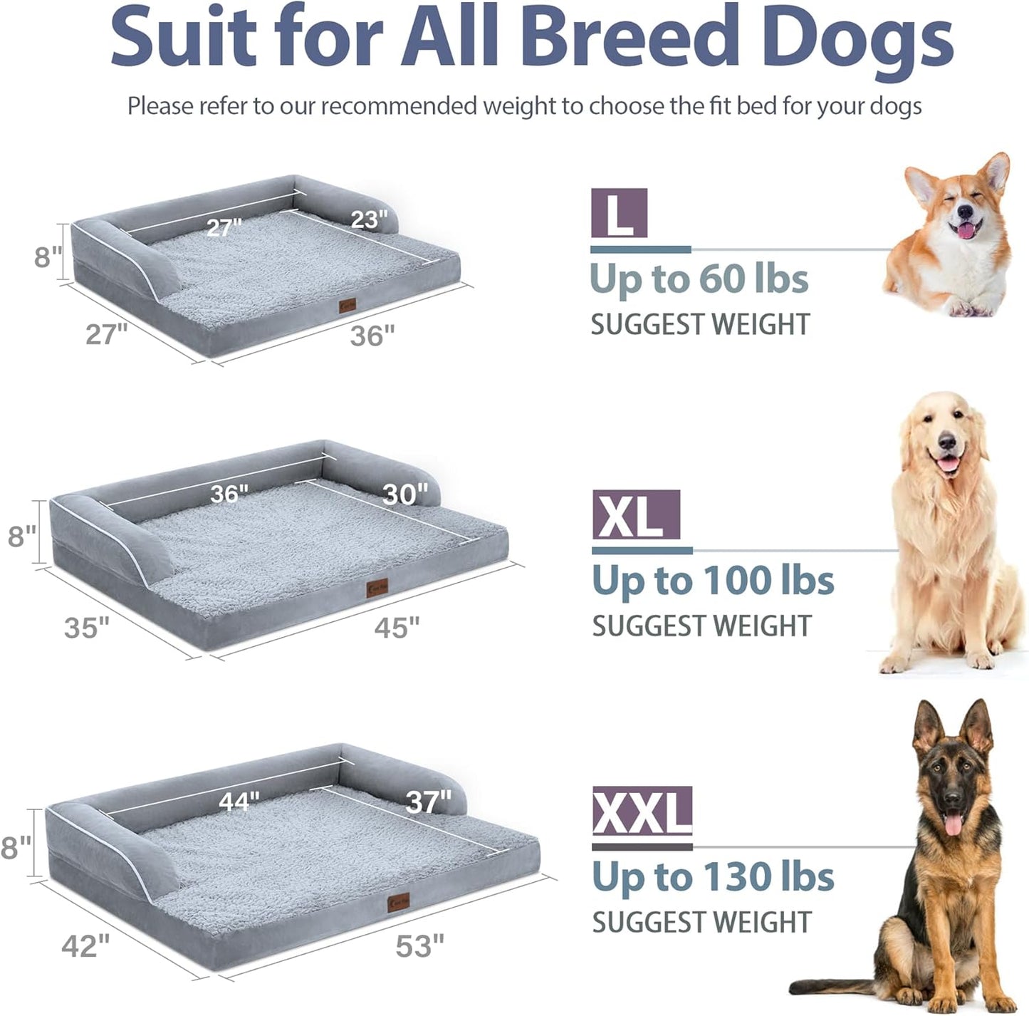 Casa Paw Orthopedic Dog Beds for Extra Large Dogs, Waterproof Dog Beds XLarge