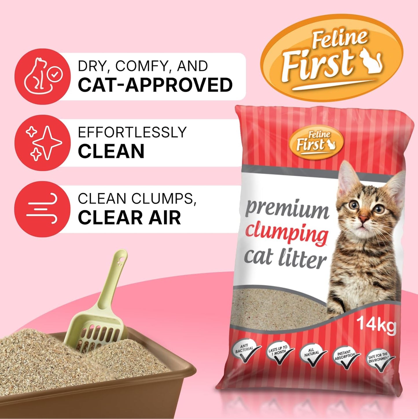 Feline First Organic Clumping Cat Litter 14kg