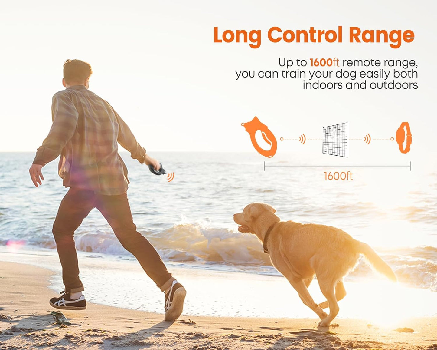 Dog Training Collar with Remote, with Auto-Brake Dog Training Leash,1600FT IP67