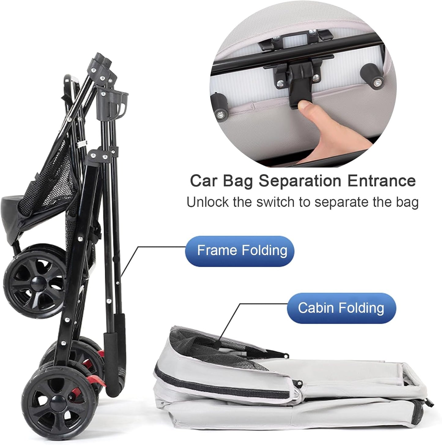 Pet Stroller with Wheels, Dog Stroller for Small Medium Dogs Cats