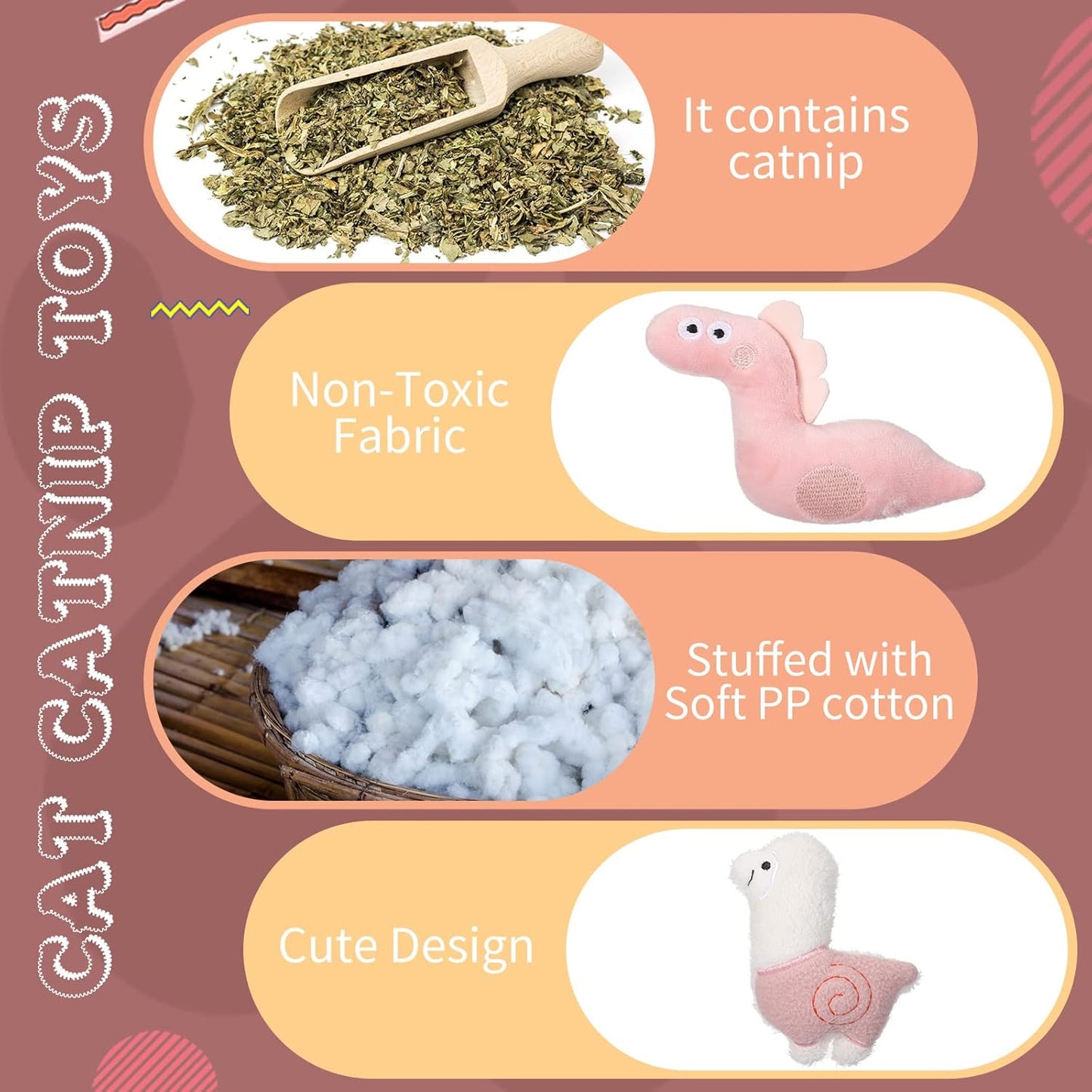25 Pcs Catnip Cat Chew Toy Interactive Catnip Filled Kitten Soft Cotton Cat Toys