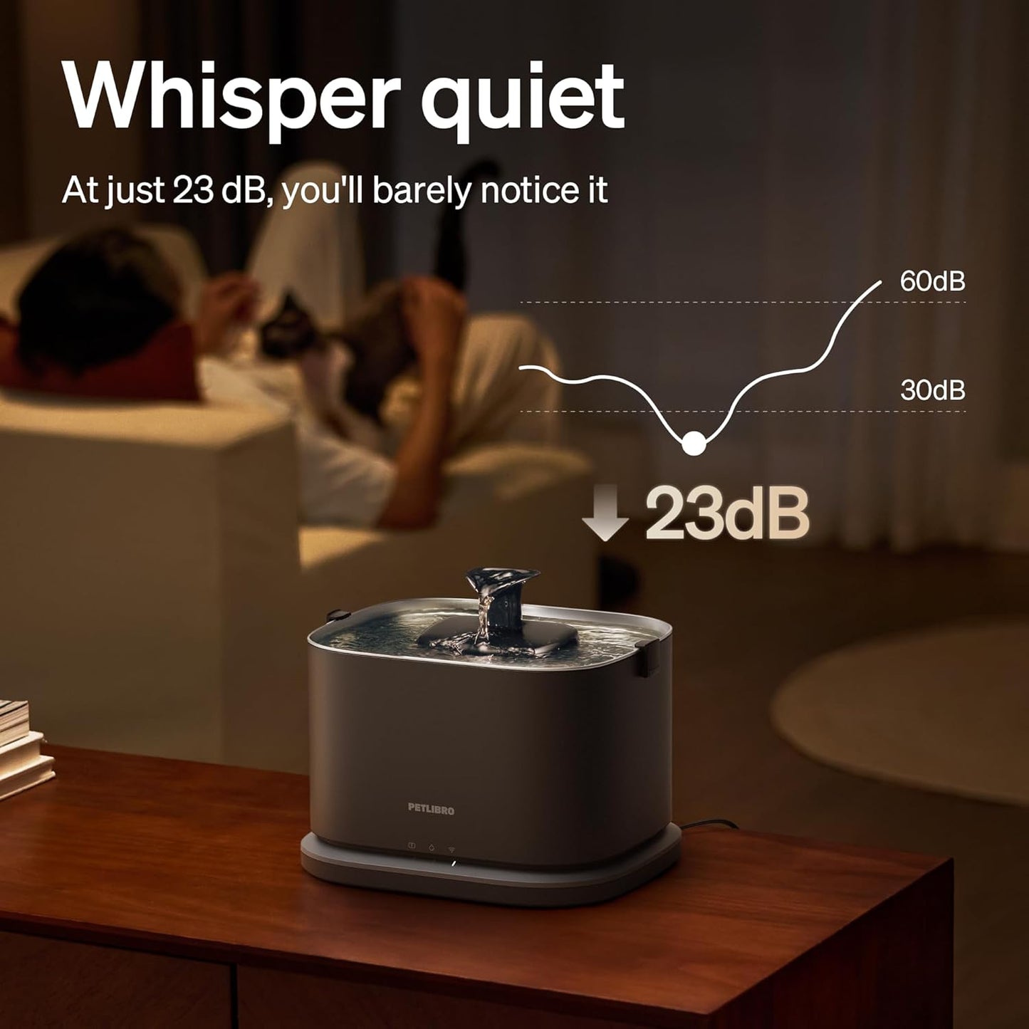 PETLIBRO Upgrade Cat Water Fountain Stainless Steel Tray, Dockstream 2 Cat Fountain Indoor, 3L