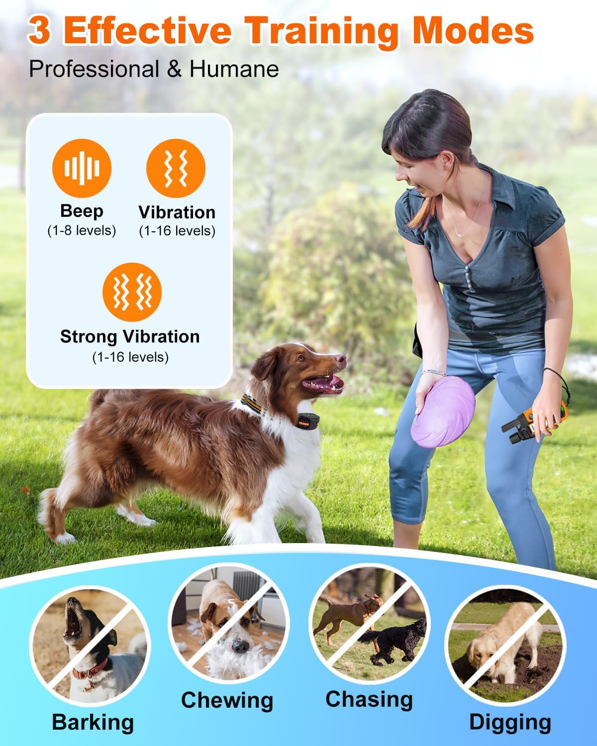 Anti Barking Collar with Remote 3300ft, Dog Training Collar for Small Medium Large Dogs