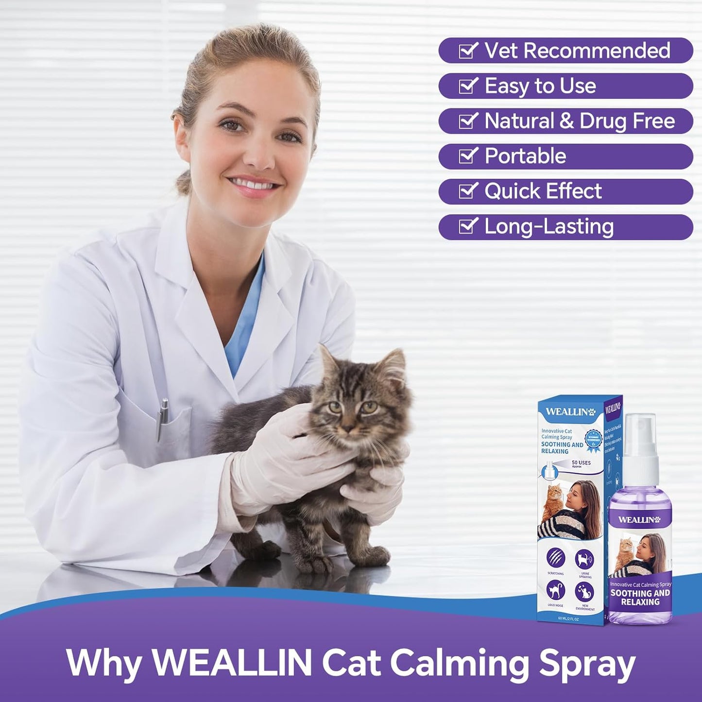 Cats Calming Spray - 2 Pack, Natural Calming Solution for Cats