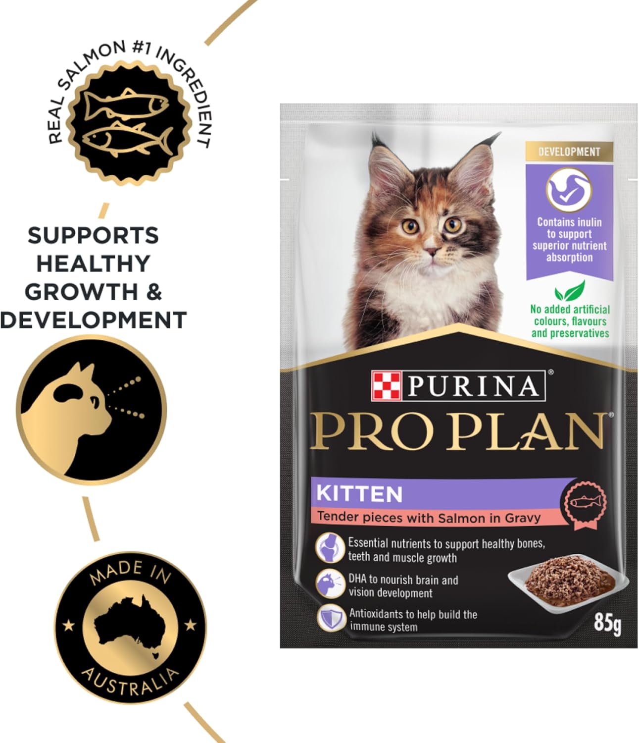 PRO PLAN Kitten Wet Cat Food Salmon in Gravy 12x85g