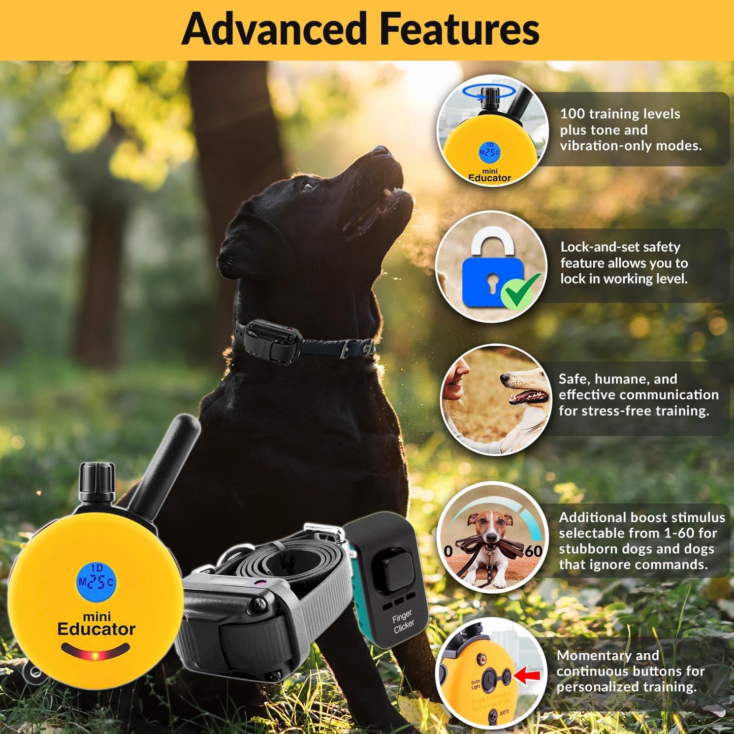 E-Collar – Educator ET-300-1/2 Mile Waterproof Remote Dog Training Collar Includes Premium Finger Clicker Trainer