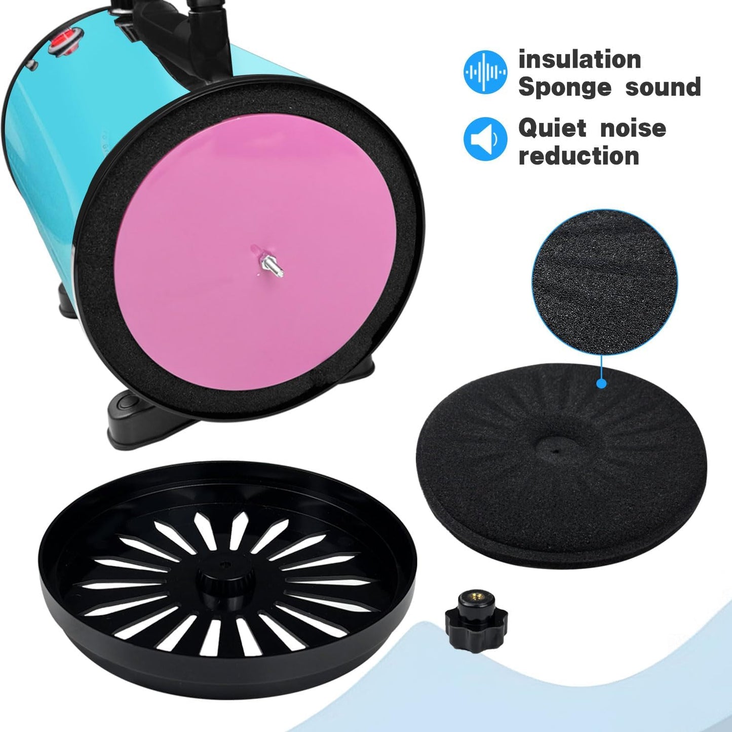 Professional Dog Hair Dryer, Low Noise, Adjustable Temperature (Blue)