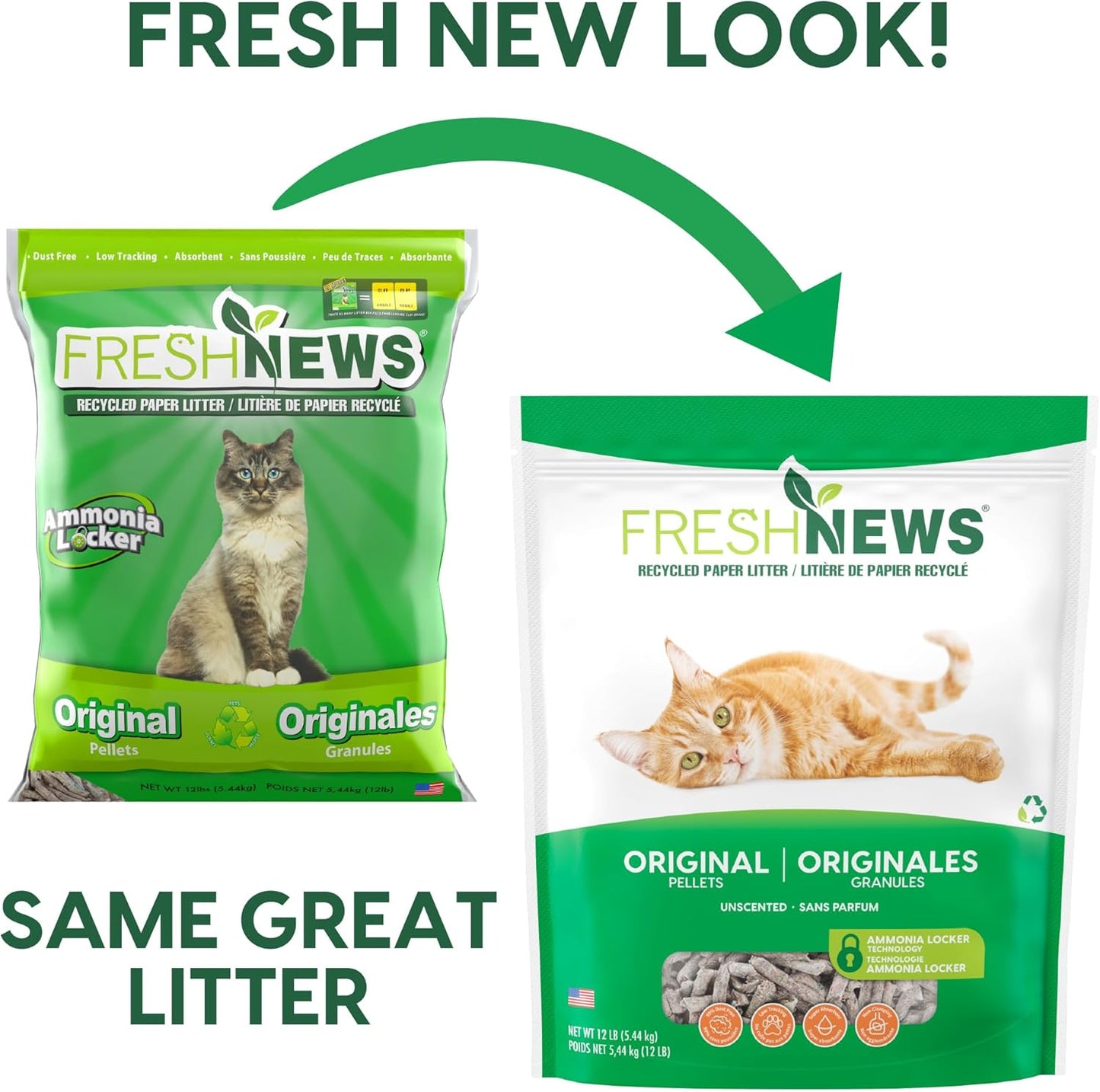 Fresh News Recycled Paper, Original Pellet Cat Litter, 25 Pound-USA made