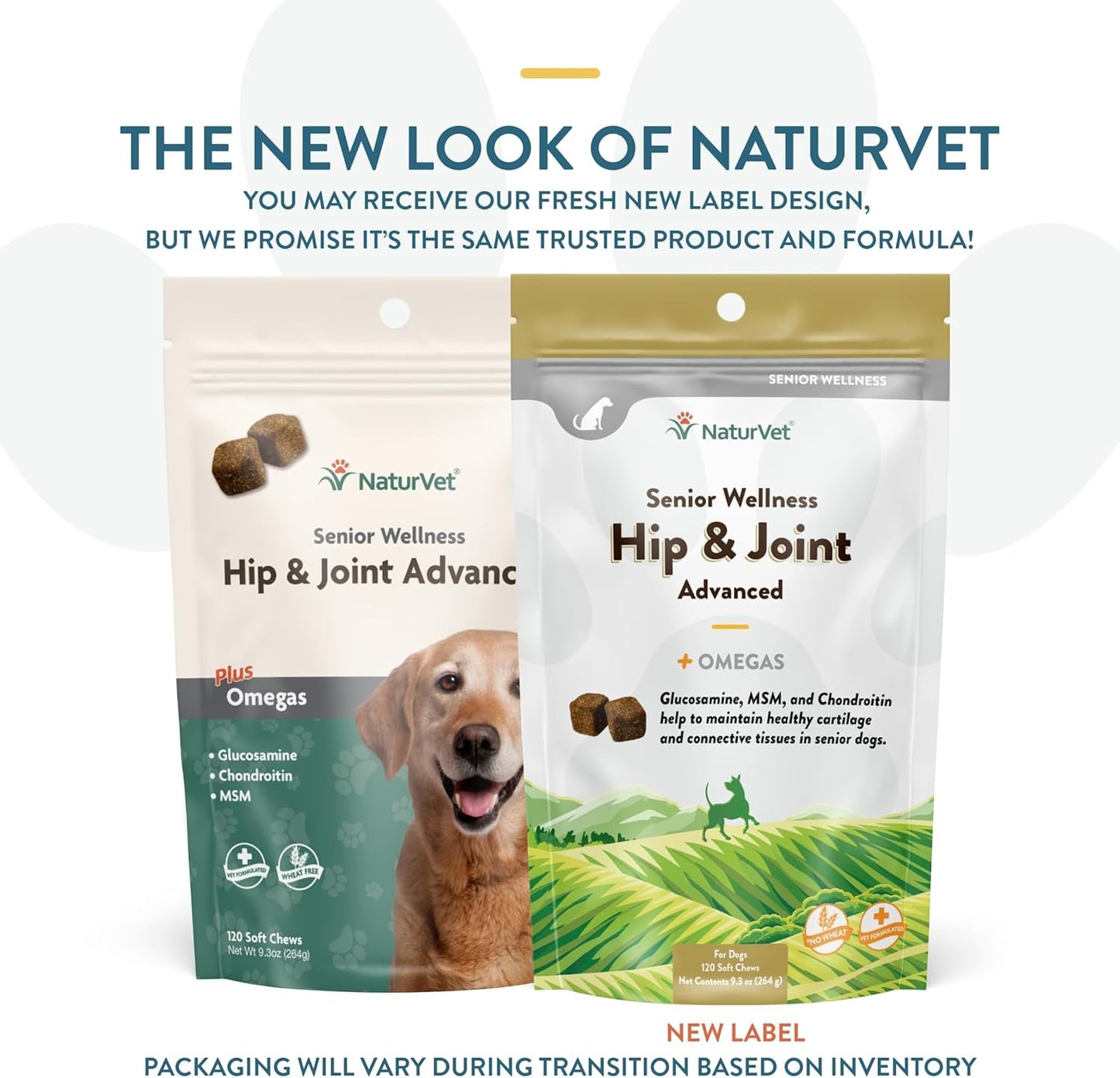 NaturVet Senior Wellness Hip & Joint Advanced Plus Omegas for Dogs, 120 ct Soft Chews, Made in USA
