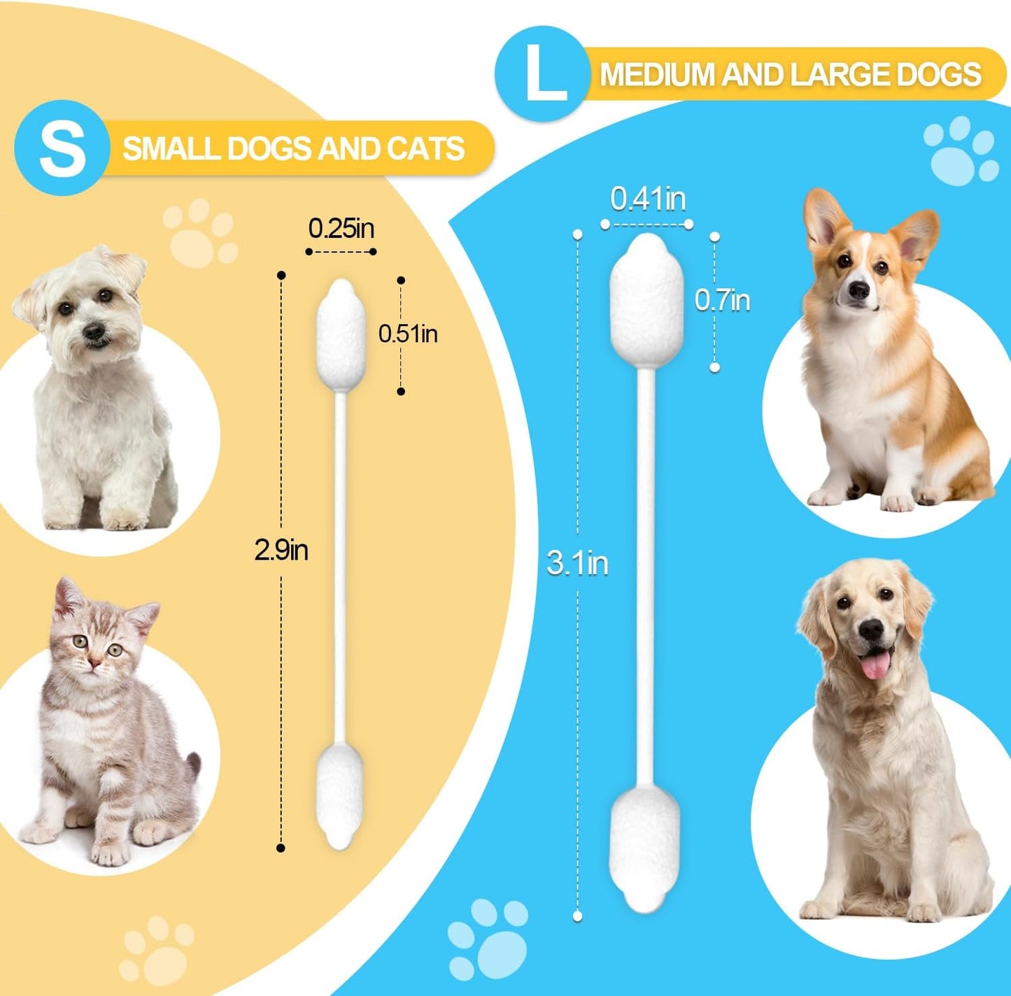 Dog Ear Cleaning Swabs – Gourd-Shaped Design for Safe Pet Ear Care, L-Size, 56 Pcs