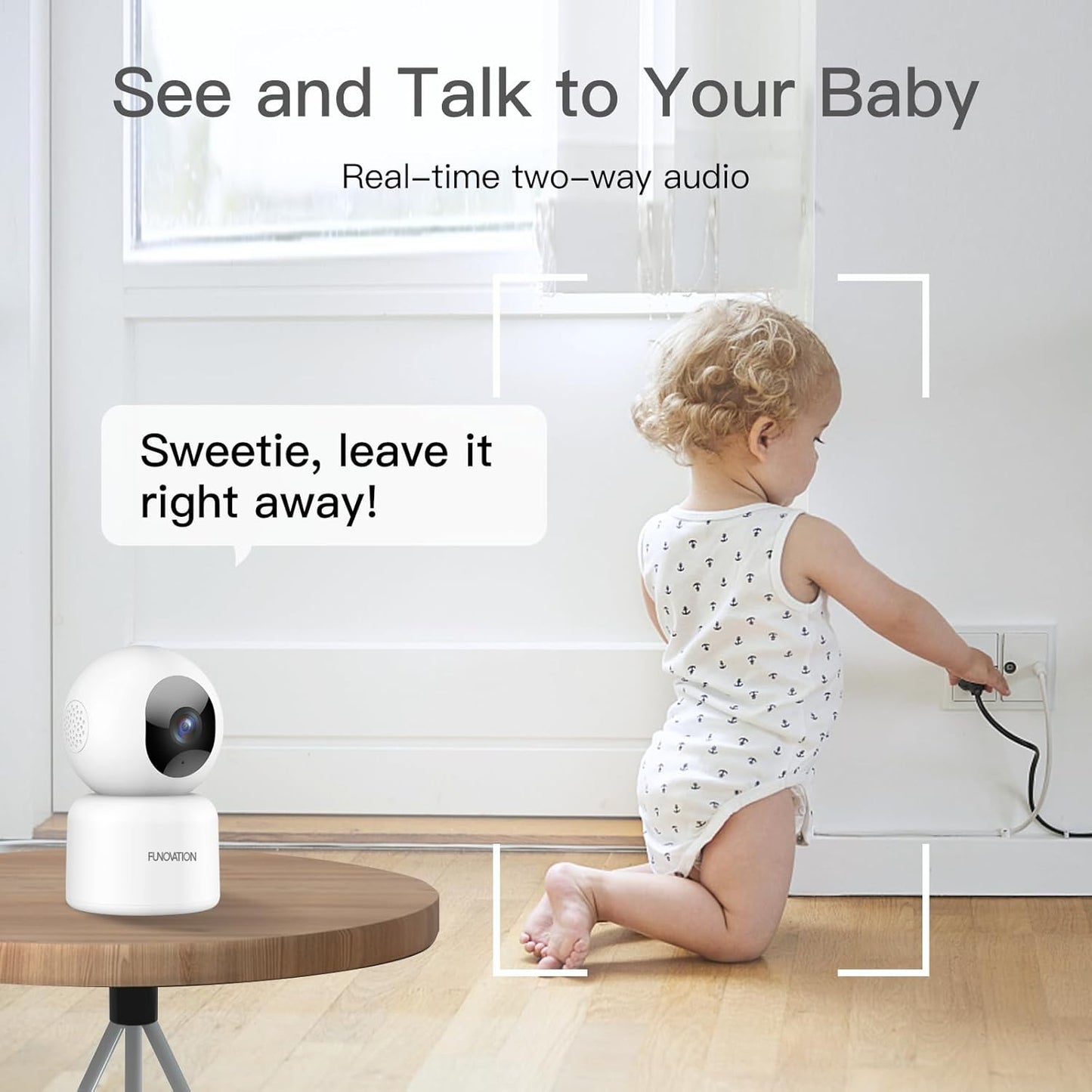 3MP Indoor Security Camera, 360° PTZ 2.4G WiFi Only Cameras for Home Security